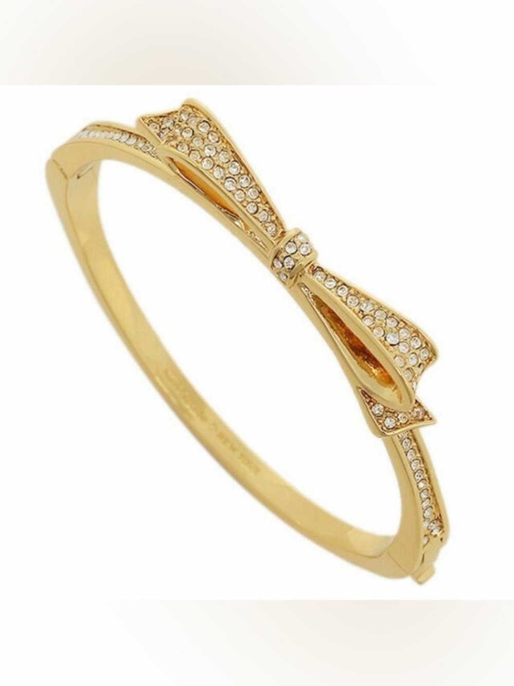kate spade Love Notes Gold Bow Pavé Crystal Bangle Hinge Bracelet